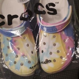 BRAND NEW- genuine tie dye crocs